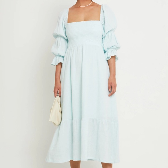 NWT Smocked Midi Dress in Light Pink - Picture 5 of 7